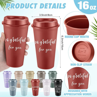 Vasos plástico 16oz con tapa pajita regalo inspirador