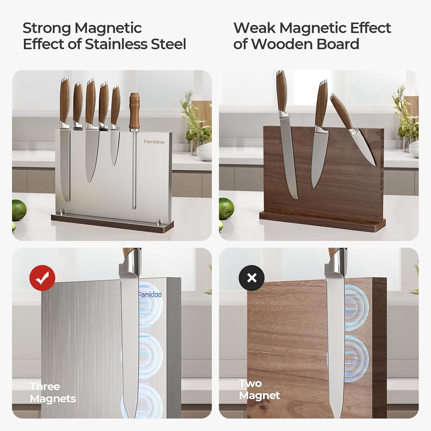 Bloque magnético cuchillos Santoku set