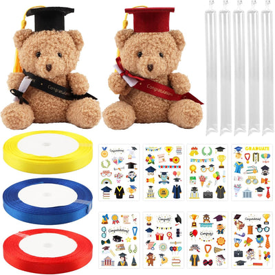 Kit graduación caramelo leis cinta oso peluche purpurina