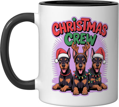 Taza cerámica de perro Doberman navideño Christmas Crew