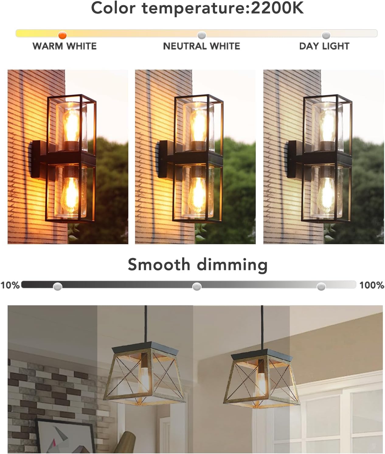 Bombilla LED Edison E26 regulable 8W 2200K vidrio amarillo