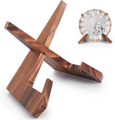 Soporte platos madera 6.5pulg caballete decorativo
