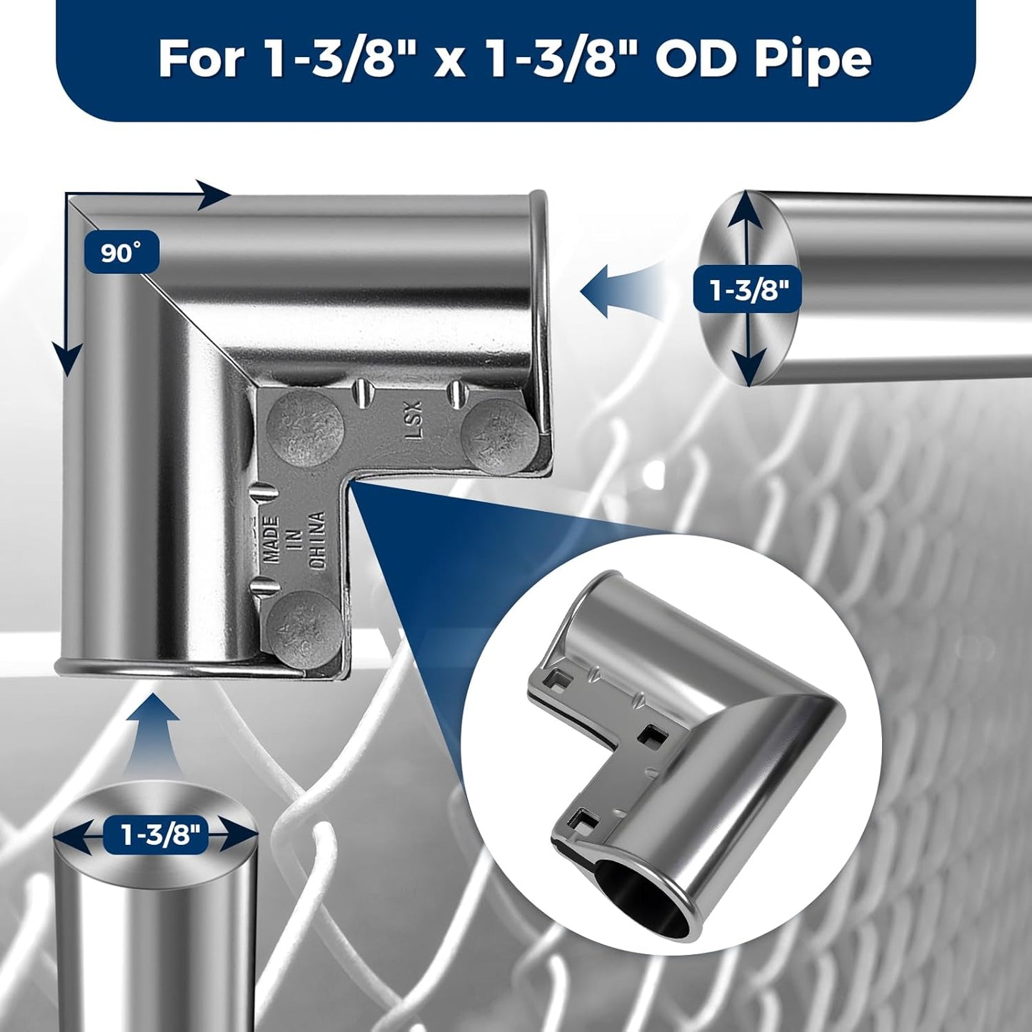 Esquinas puerta aluminio para valla cadena 1-3/8pulg 4 Pzas