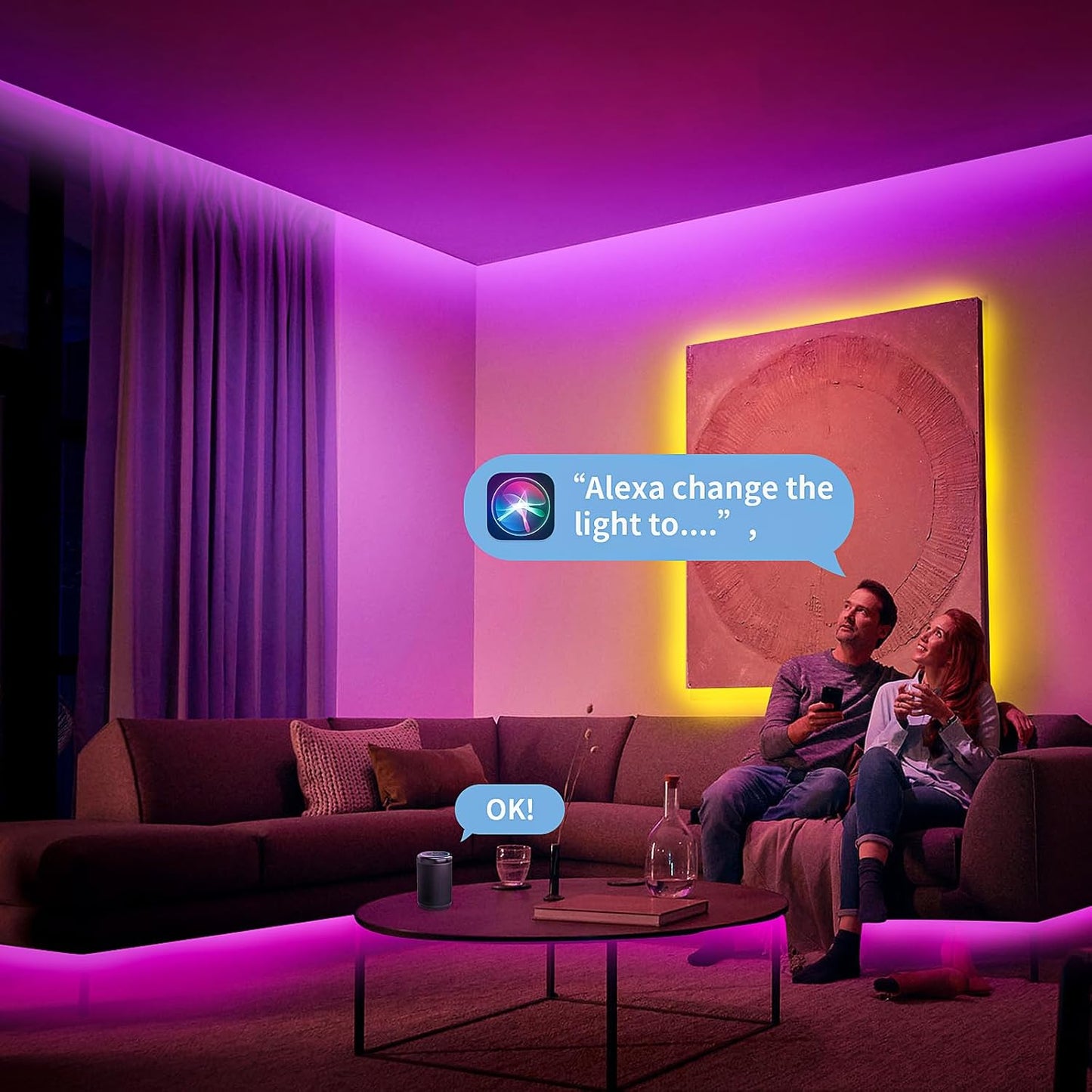 Tira LED WiFi RGB control app Alexa cambio de color