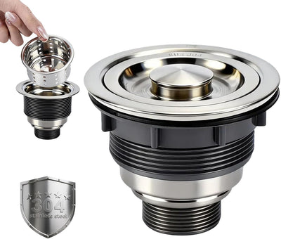 Conjunto drenaje fregadero acero inox con tapón 3.5pulg