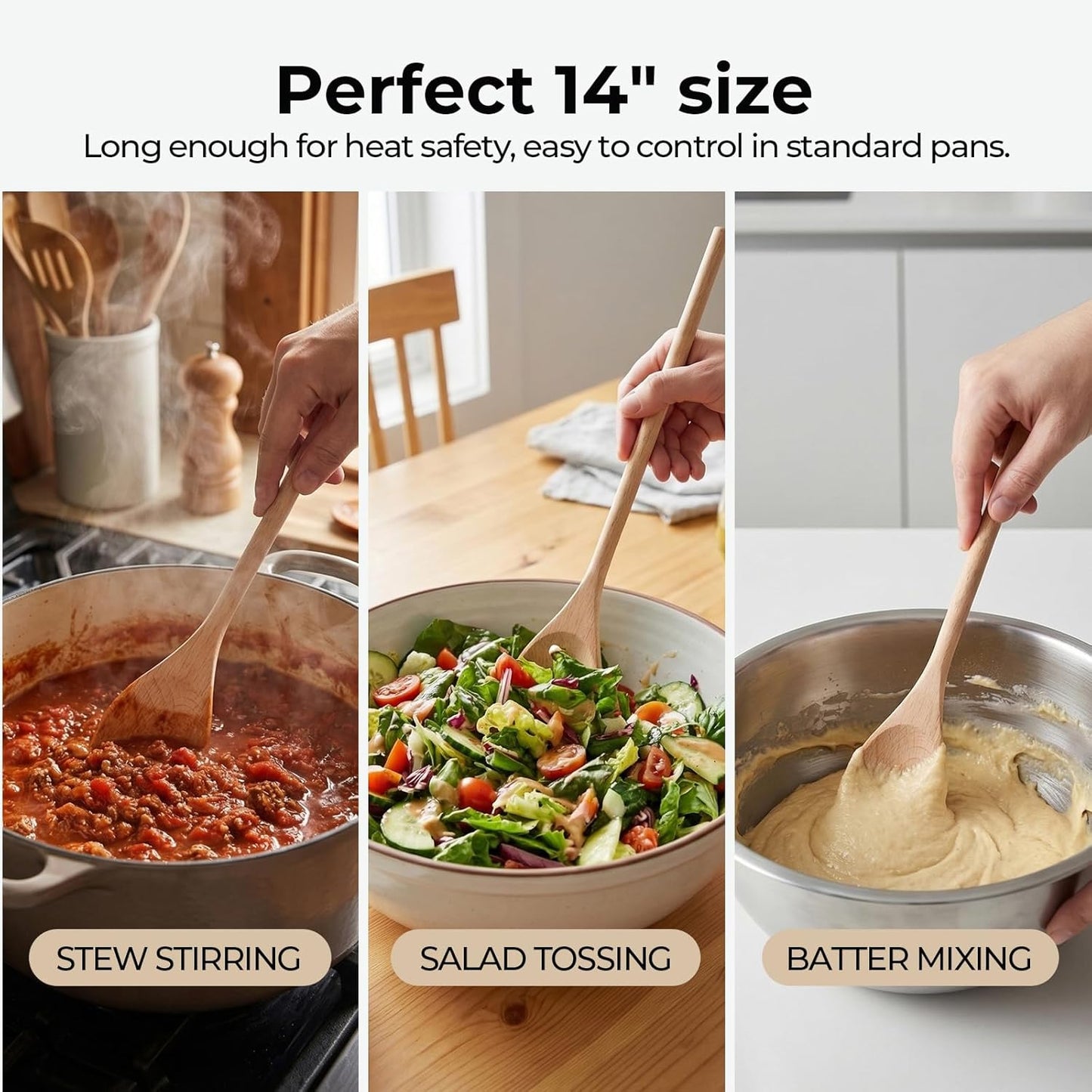 Juego de cucharas de madera natural 12 piezas para cocina y café