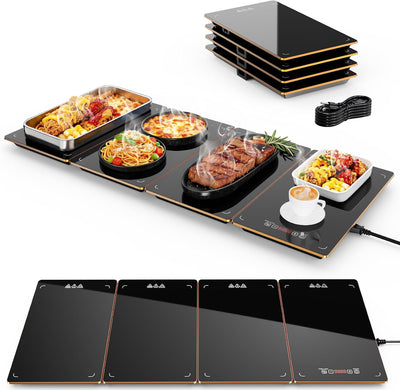 Bandeja calentadora eléctrica 4en1 para fiestas 33x15pulg