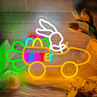 Letrero Neón Pascua Regulable Luz LED Carrito Zanahoria