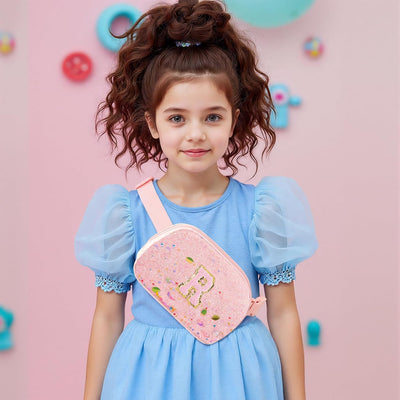 Riñonera para niñas con letra inicial bolsa cruzada chenilla