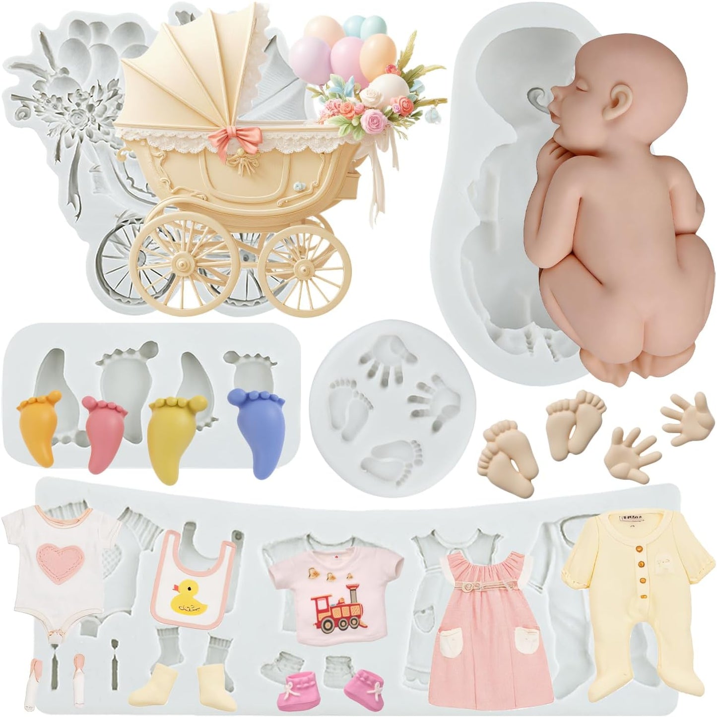 Molde de silicona para pastel de fondant tema baby shower