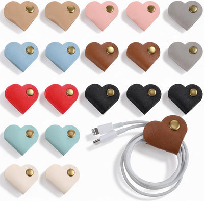 20 Organizadores Corazón para Cables Auriculares USB Reutilizable