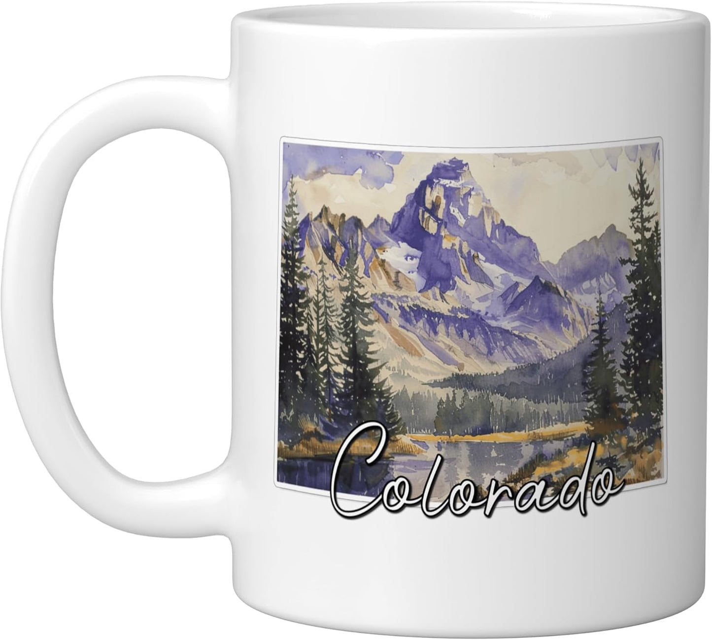 Taza cerámica para amantes de la naturaleza paisaje acuarela Colorado