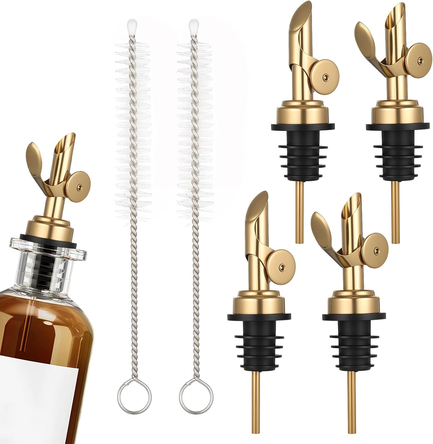 4 boquillas de aceite de oliva para botella de acero inoxidable