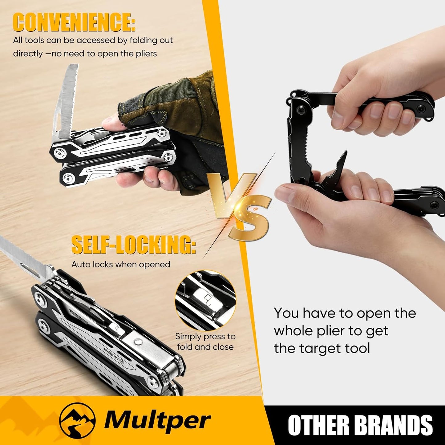 Alicates 21en1 acero inox con cuchillo destornillador