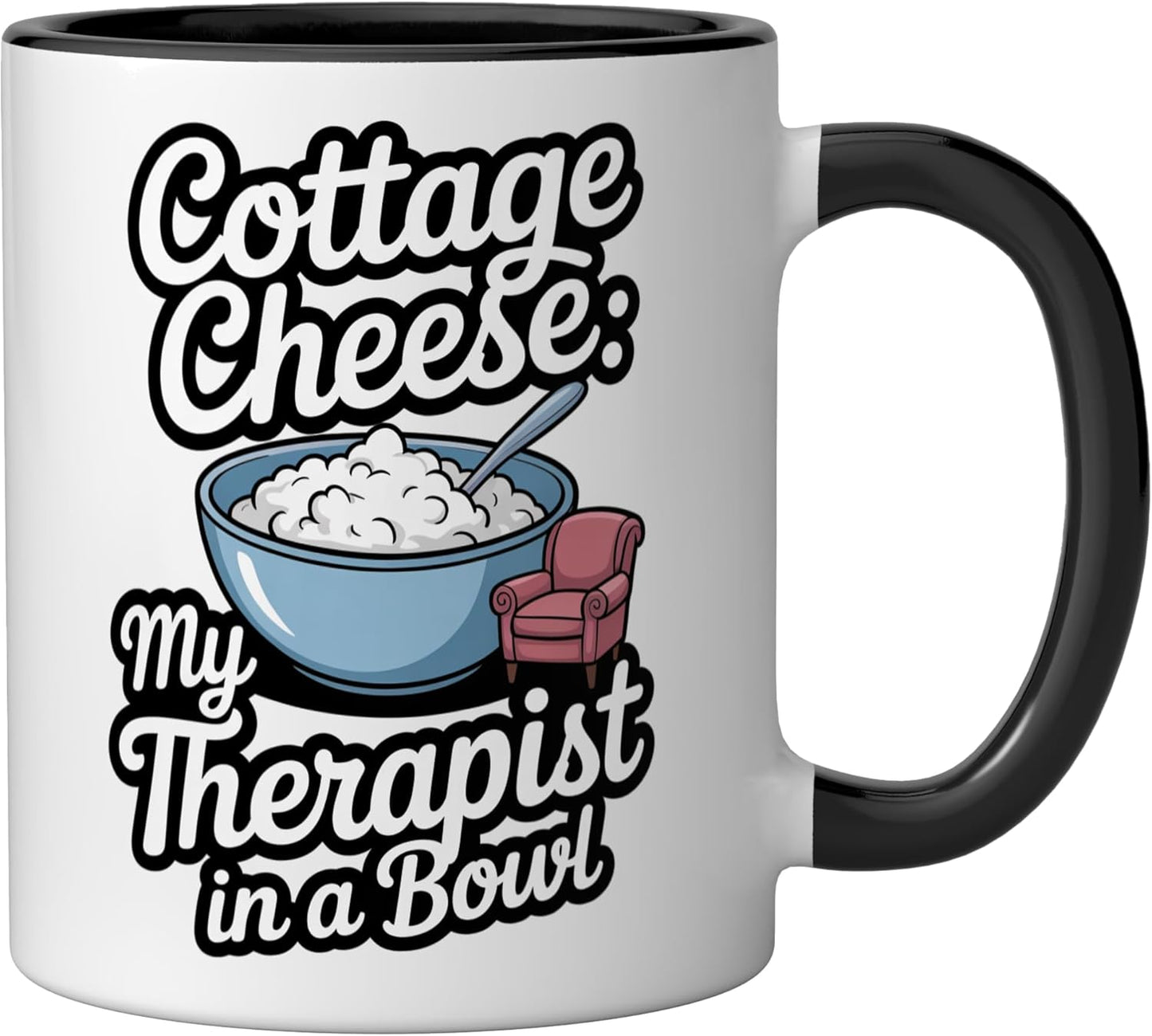 Taza cerámica para amante del queso cottage diseño terapeuta