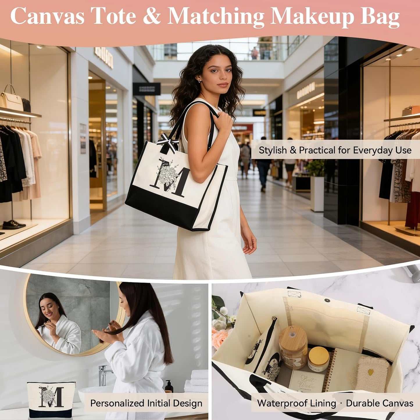 Bolsa mano con inicial regalo personalizado para mujer