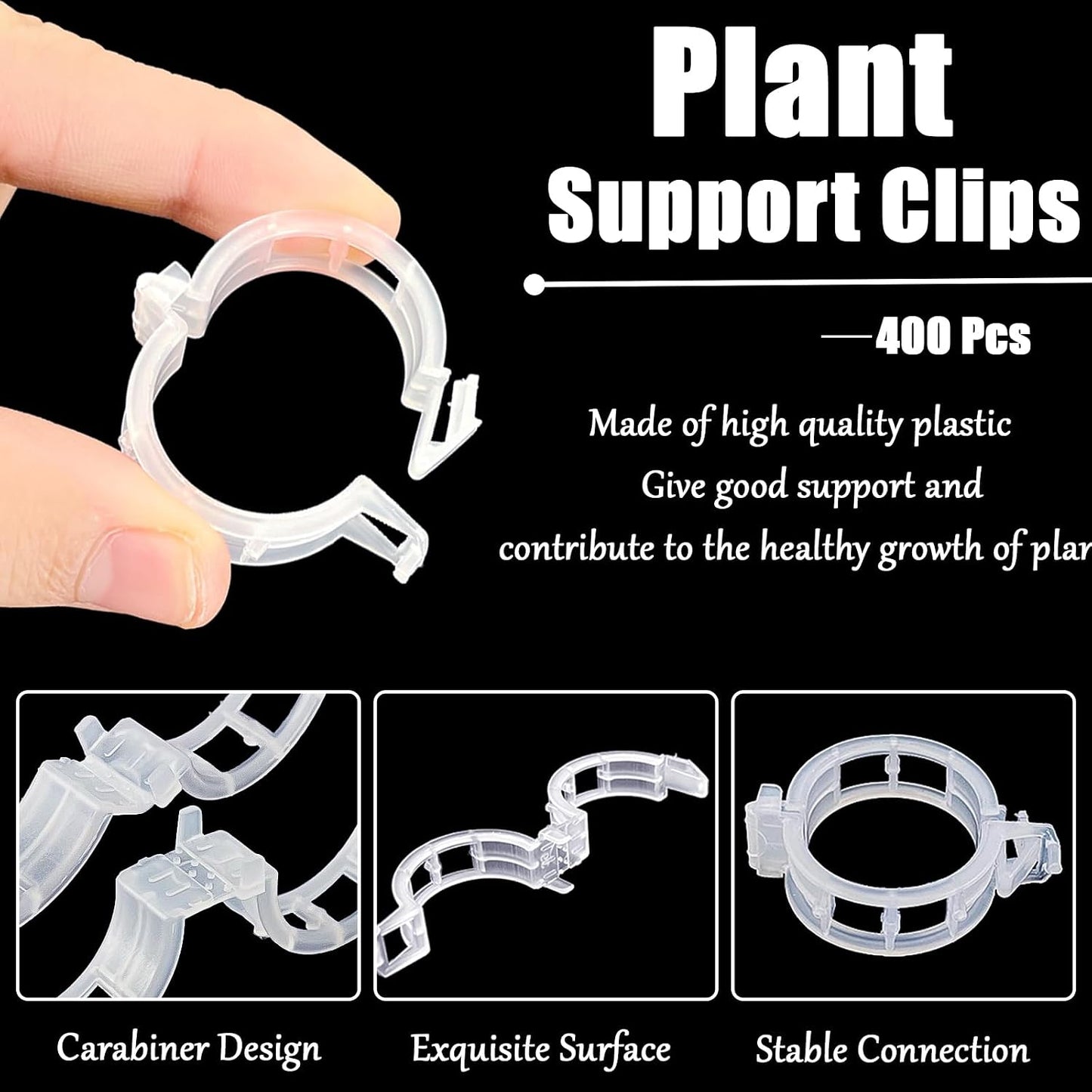 400 Clips Plástico Soporte Tomate Uva Vid Interior Exterior Blanco