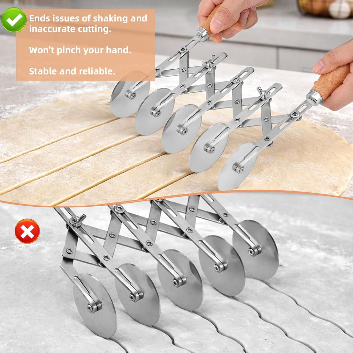 Cortador pastelería 5 ruedas acero inox mango madera