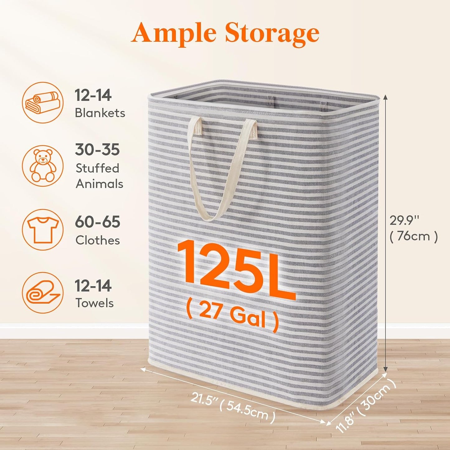 Bandeja lavandería 125L plegable con asas gris