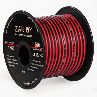 Cable eléctrico 12 AWG rojo y negro 50 pies para LED y automóvil