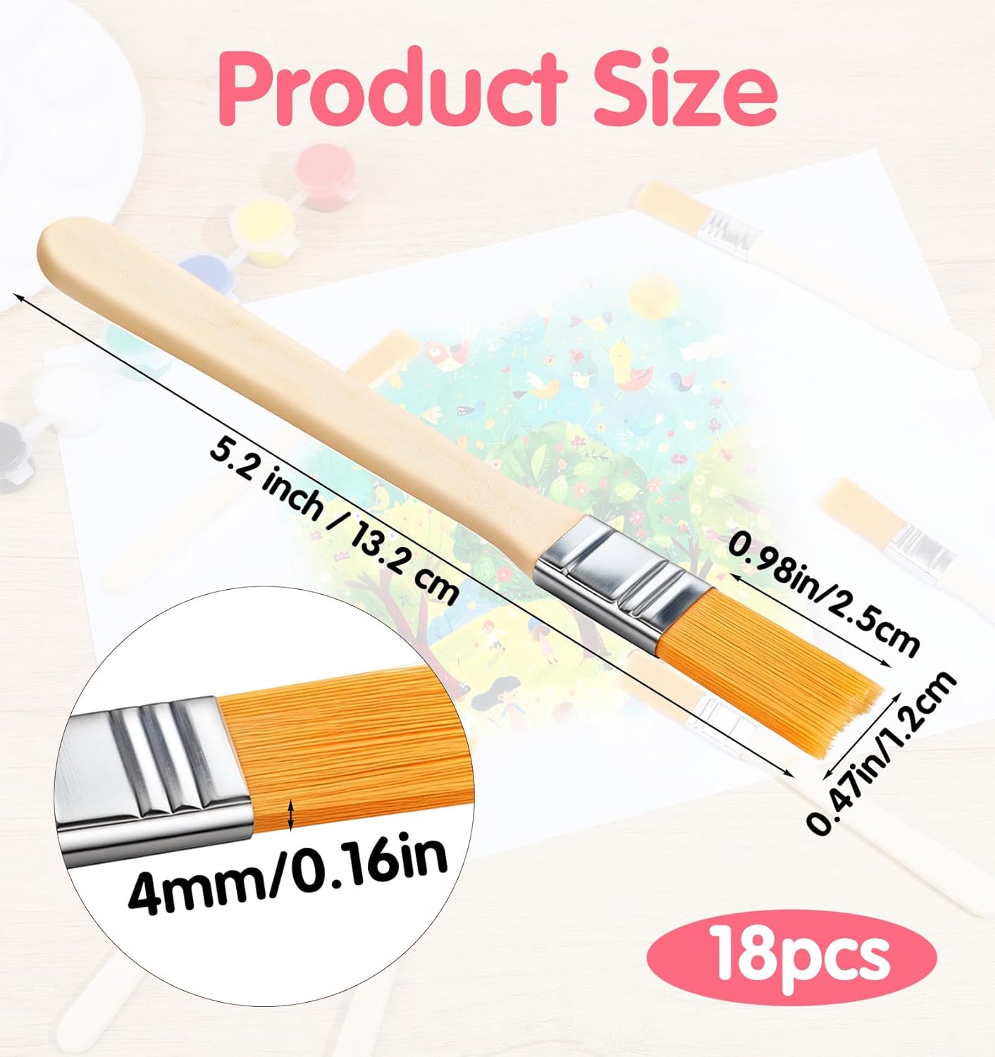 Set 18 Pinceles Pintura Pequeños Mango Madera Retoque