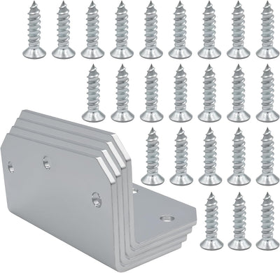 Paquete 4 Soportes L 4pulg y 24 Soportes Esquina 90° Acero