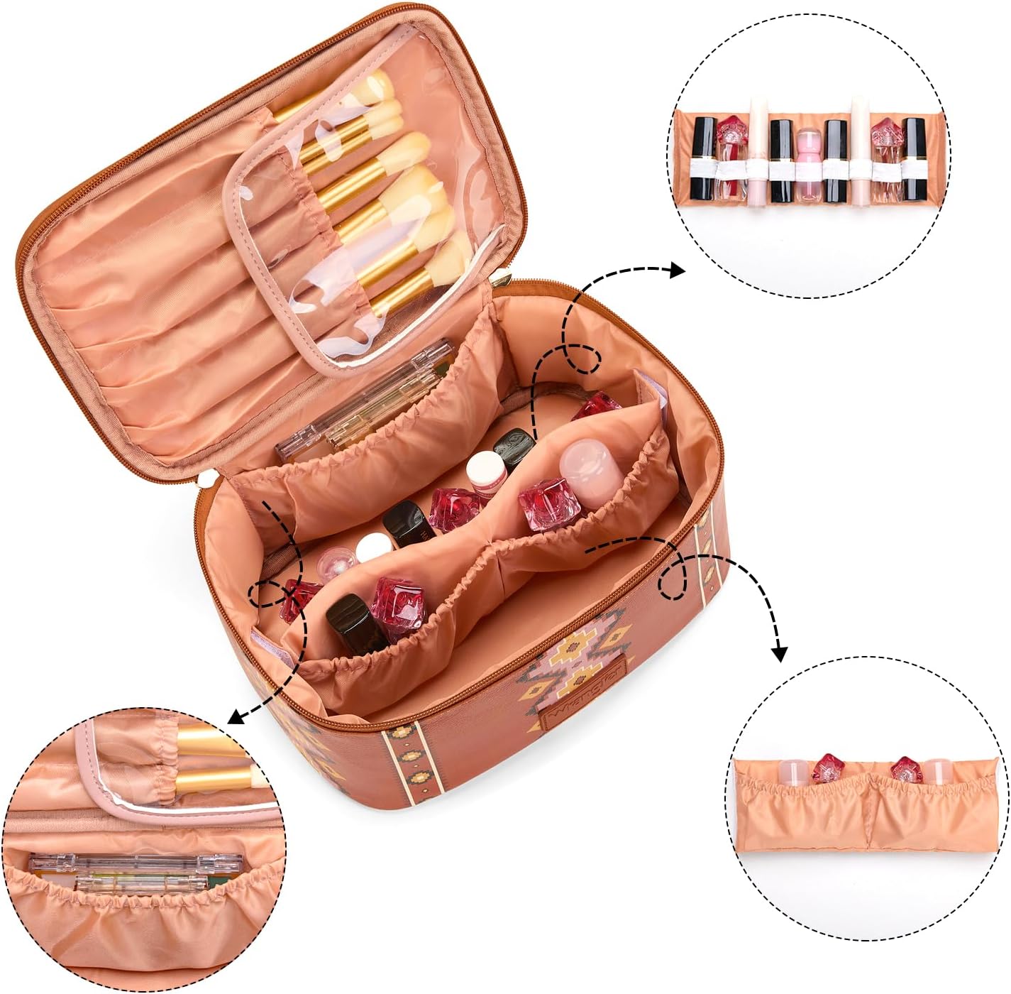 Bolsa maquillaje viaje set 2 pzas con soporte brochas