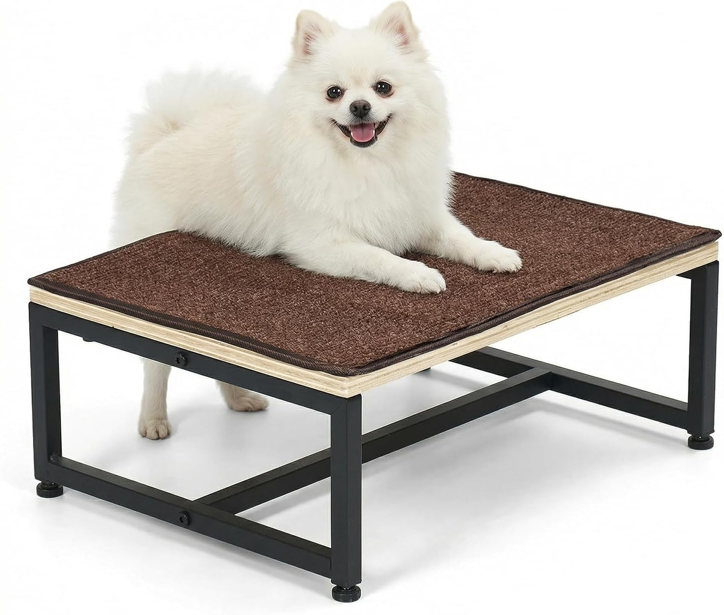 Taburete perros metal escalón madera 6pulg antideslizante