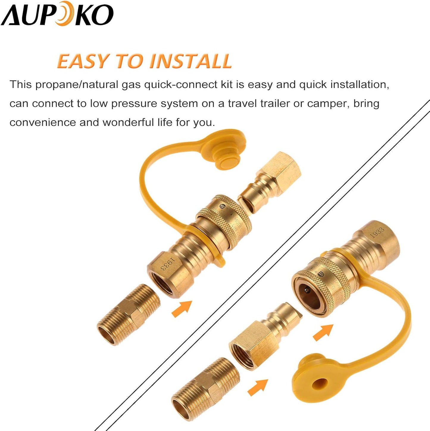Conector gas propano 3/8pulg latón macizo desconexión rápida