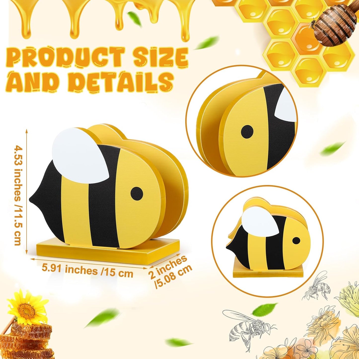 Servilletero en forma de abeja de madera para mesa de comedor