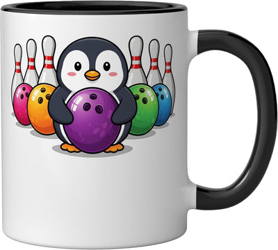 Taza de cerámica para niños con pingüinos y bolos
