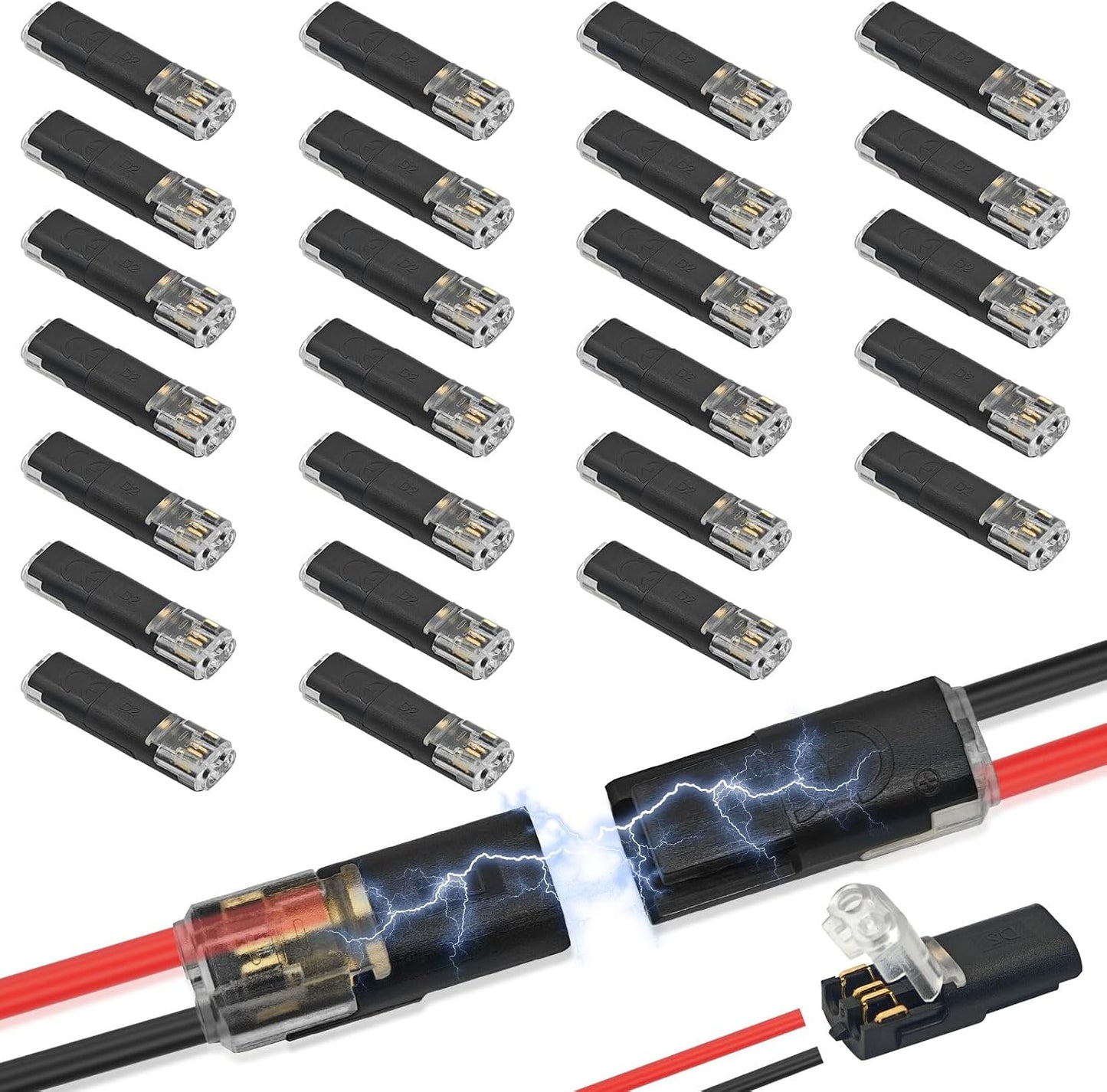 Conector doble alambre 2 pin con hebilla para tira led