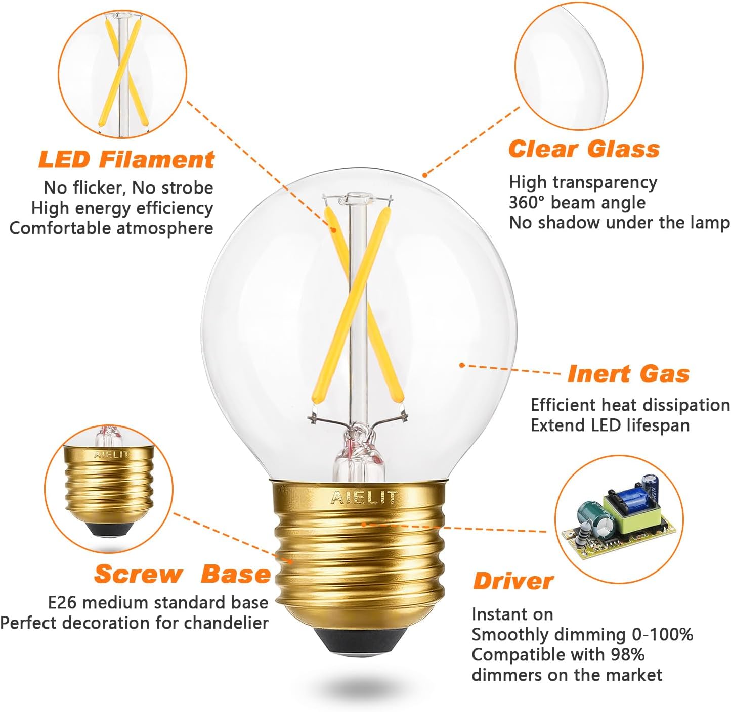 Lámpara LED A15/E26 2W blanco cálido 3000K pack 3