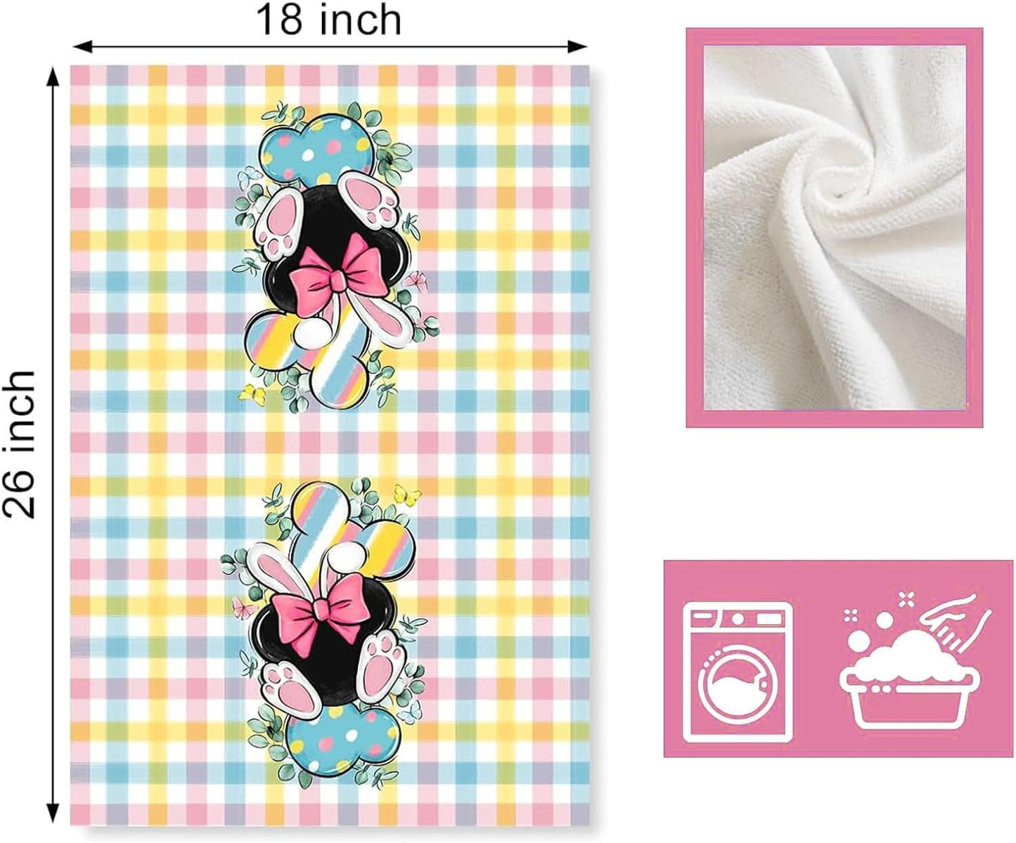 Juego de 2 paños de cocina Pascua 18x26 colores conejos primavera