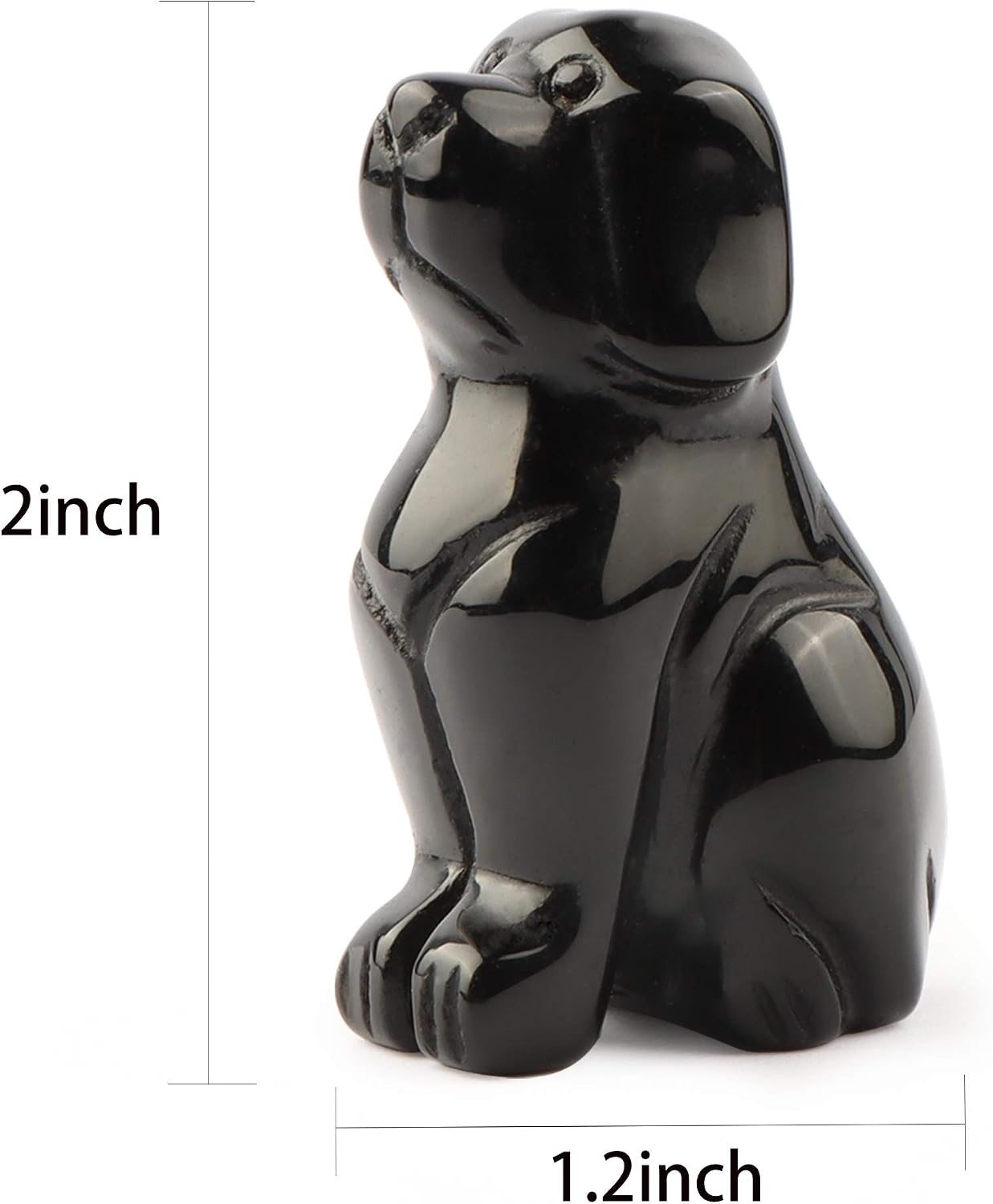 Estatua perro obsidiana negra 2pulg tallada a mano decoración