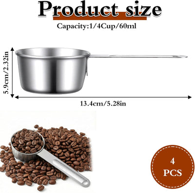 Cucharas medidoras de acero inoxidable 1/4 taza 2.0 fl oz para café y cocina