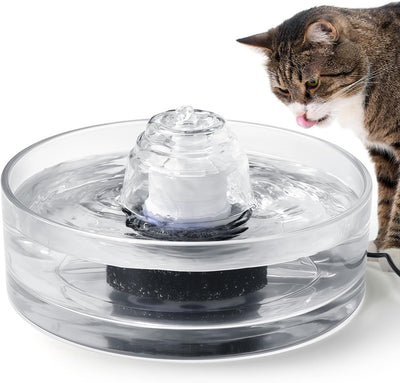Fuente agua vidrio 2.7L para gatos y perros pequeños