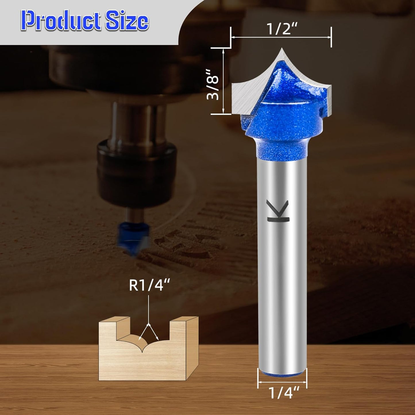 Broca enrutador redondo 1/4" radio 1/2" carburo