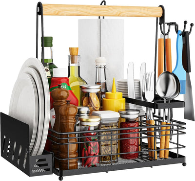Organiz. parrilla con soporte toallas y utensilios para picnic