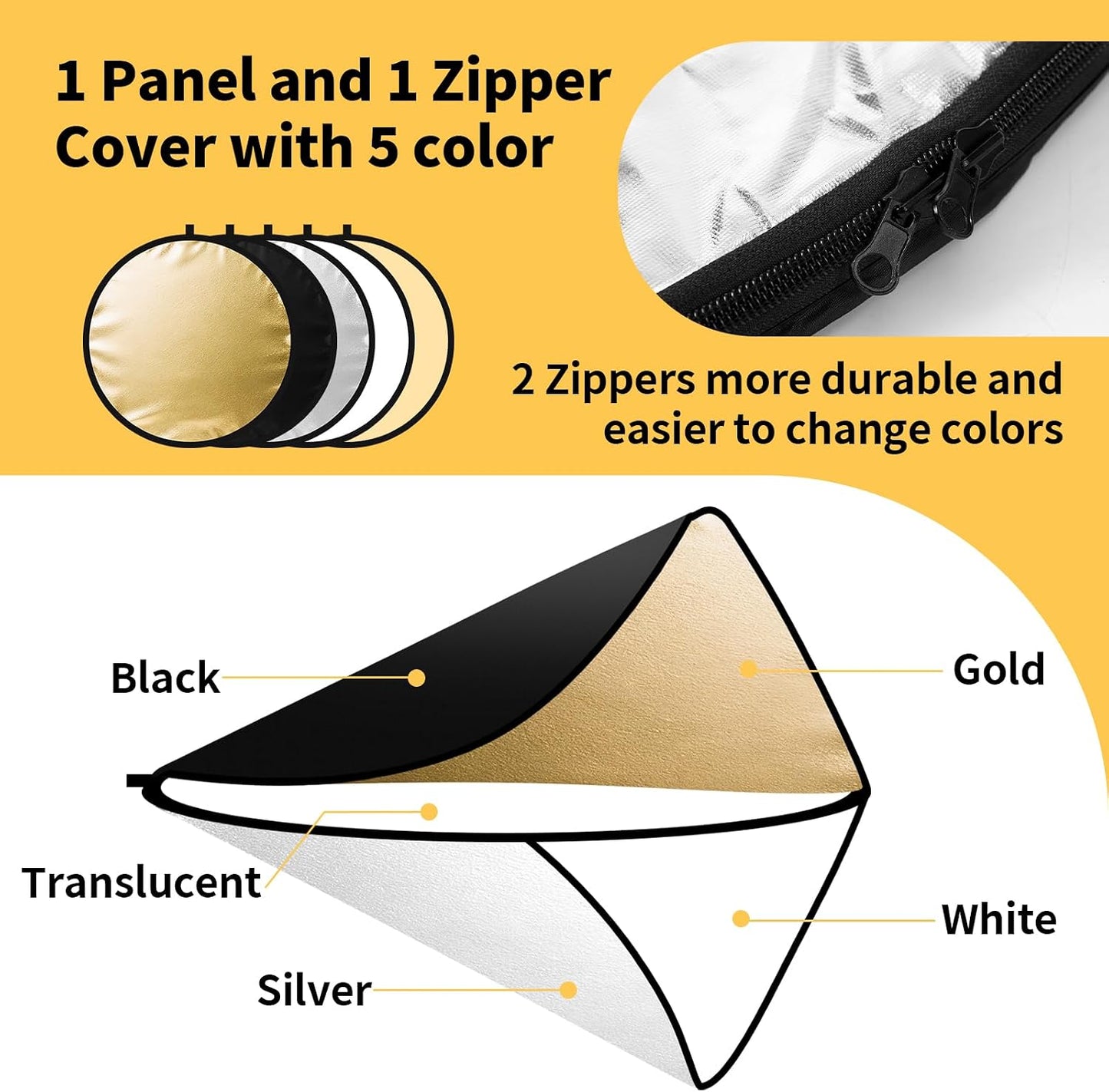 Reflector luz 24/32/43/52pulg 5en1 con panel y bolsa