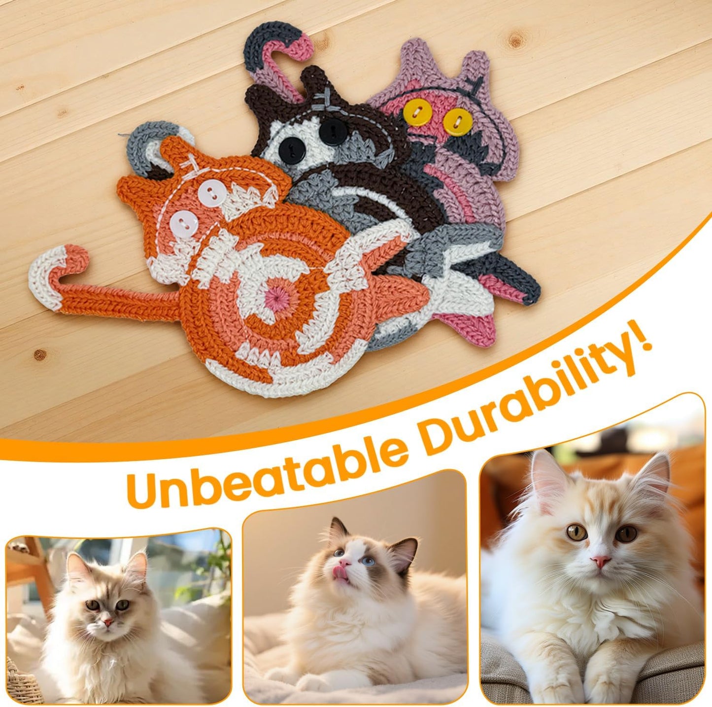 3 Pzas Posavasos para Gatos Tejidos a Mano Absorbentes