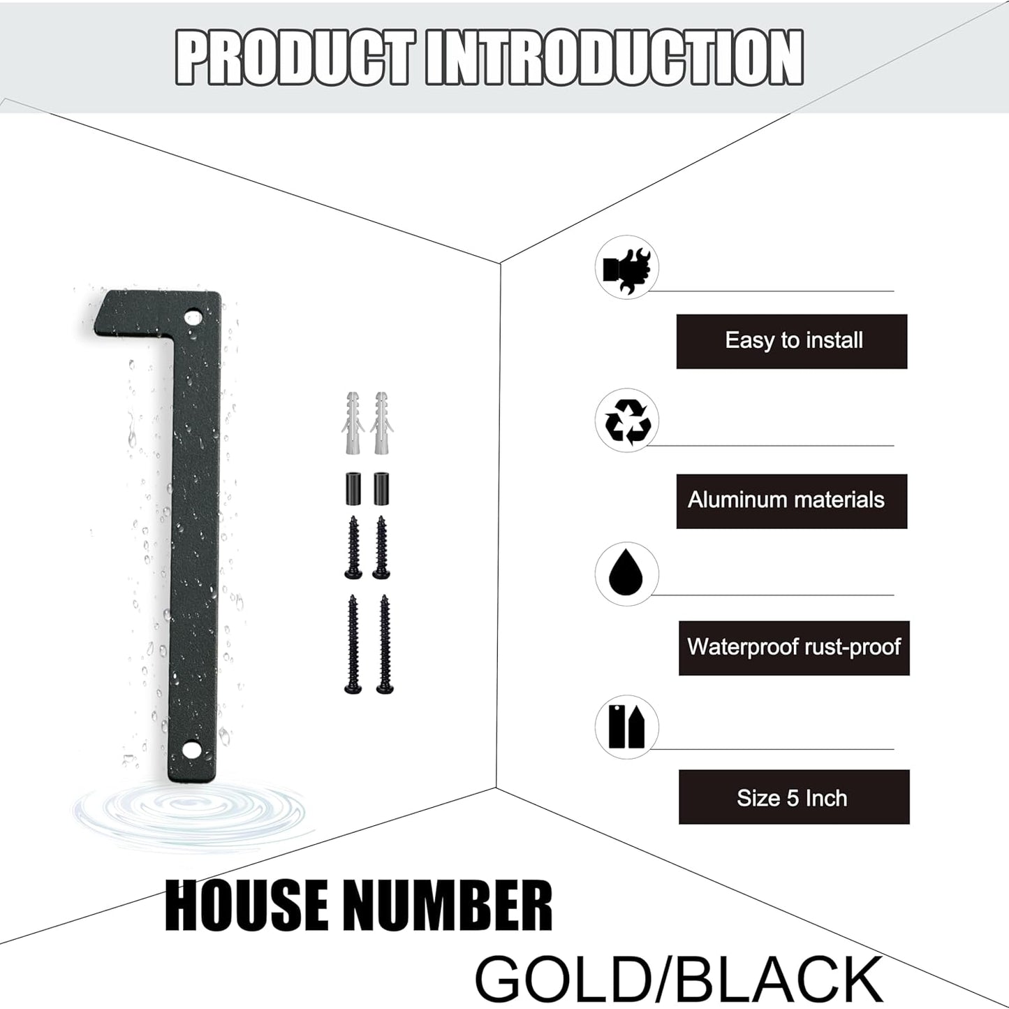Números flotantes de casa 5pulg aluminio moderno resistente