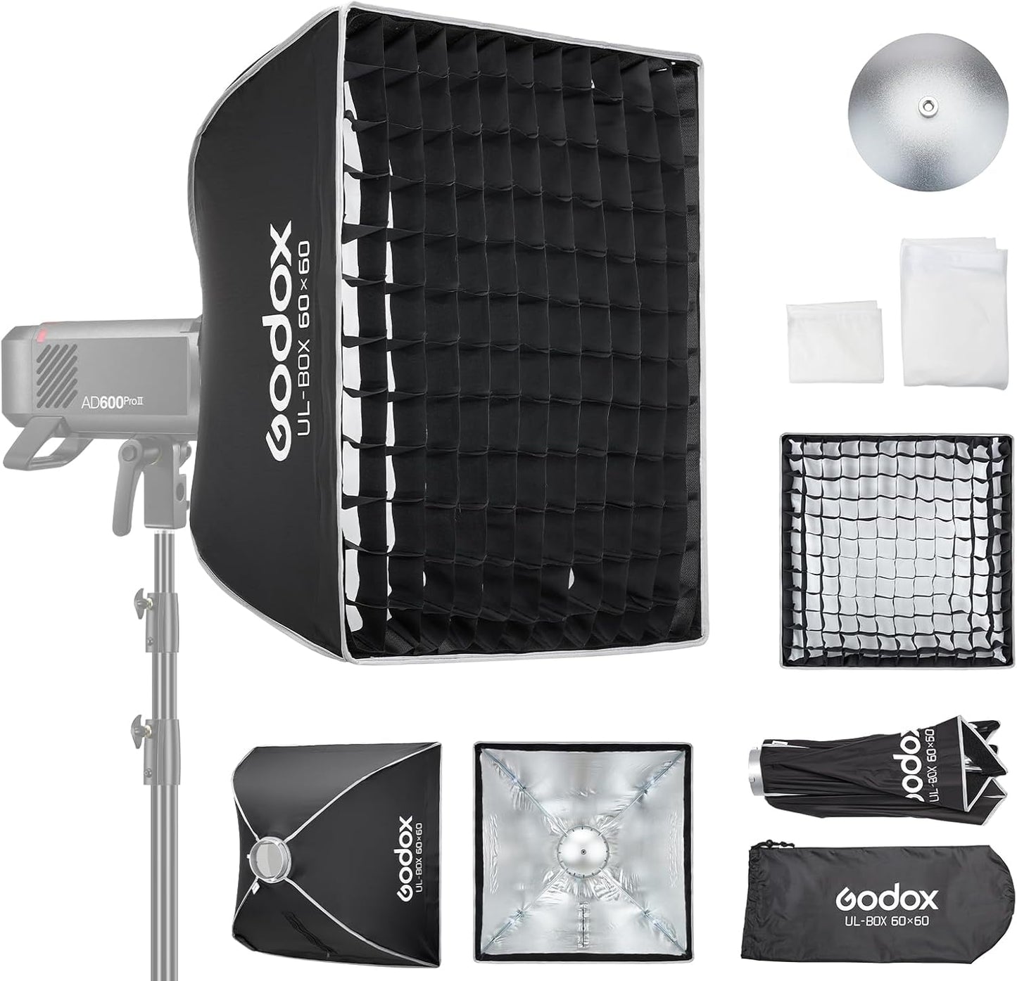 Caja luz cuadrada Bowens Mount Softbox 23.6pulg con difusor