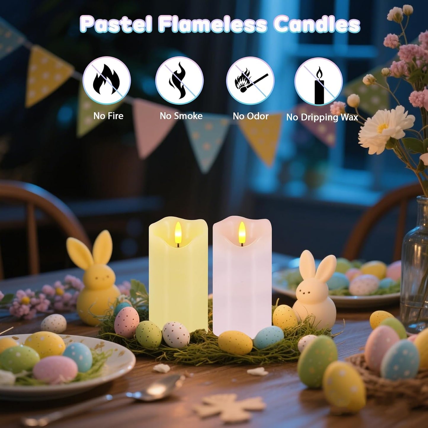 Velas LED parpadeantes sin llama set 2 6x3pulg control remoto