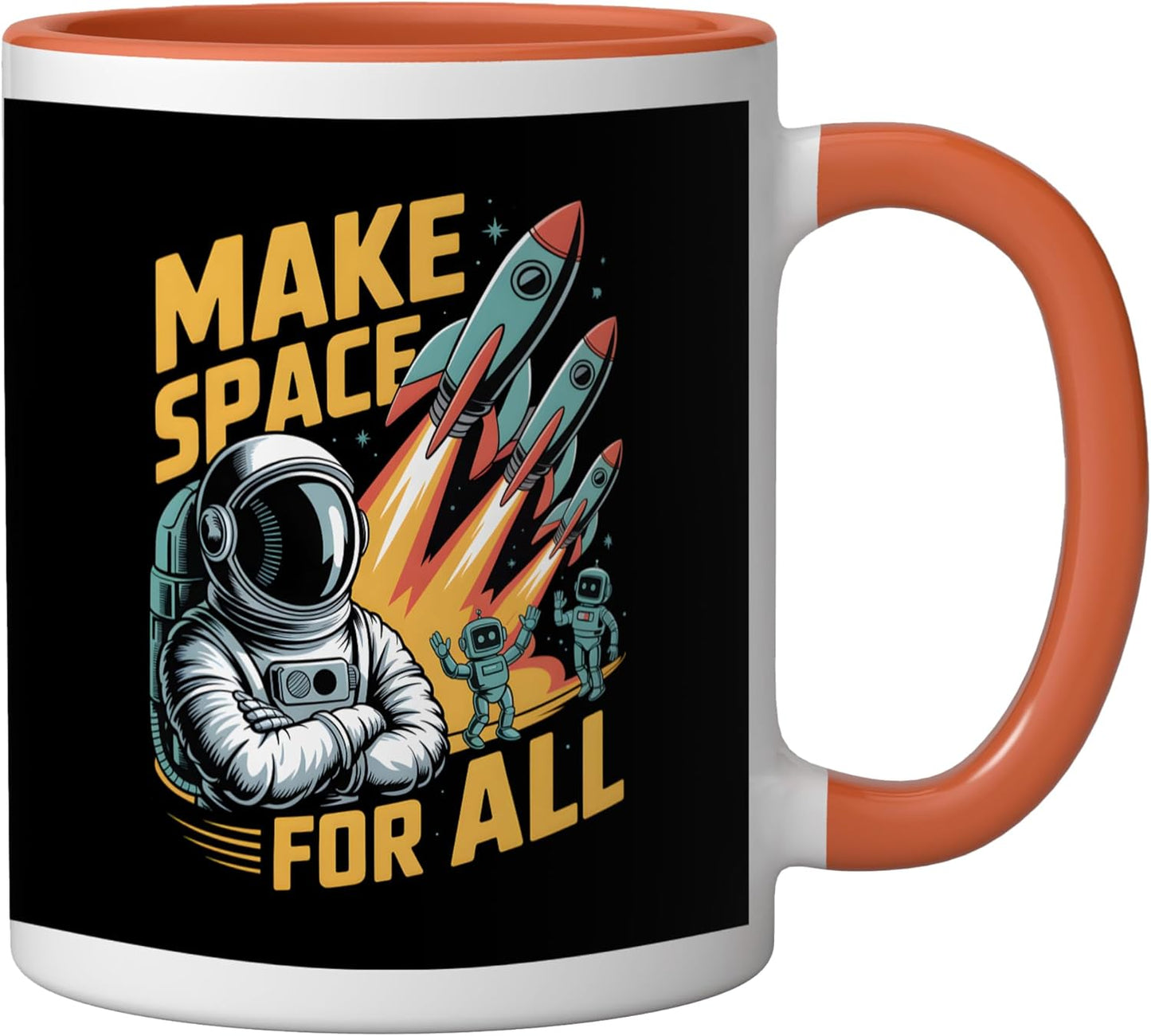 Taza Cerámica Espacio Astronomía Astronautas Naranja/Blanco