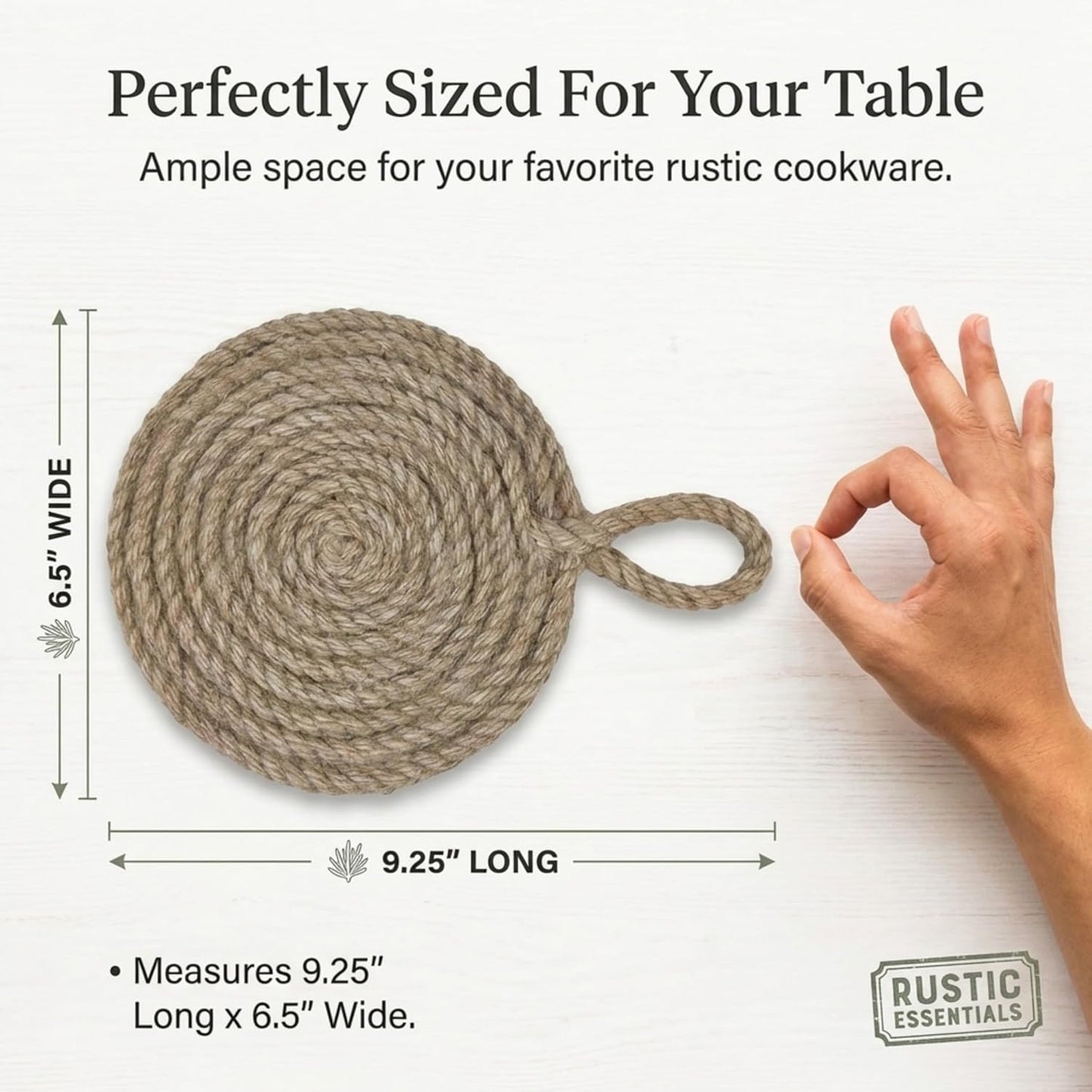 Mesa protectora de cuerda con textura rústica para cocina y comedor