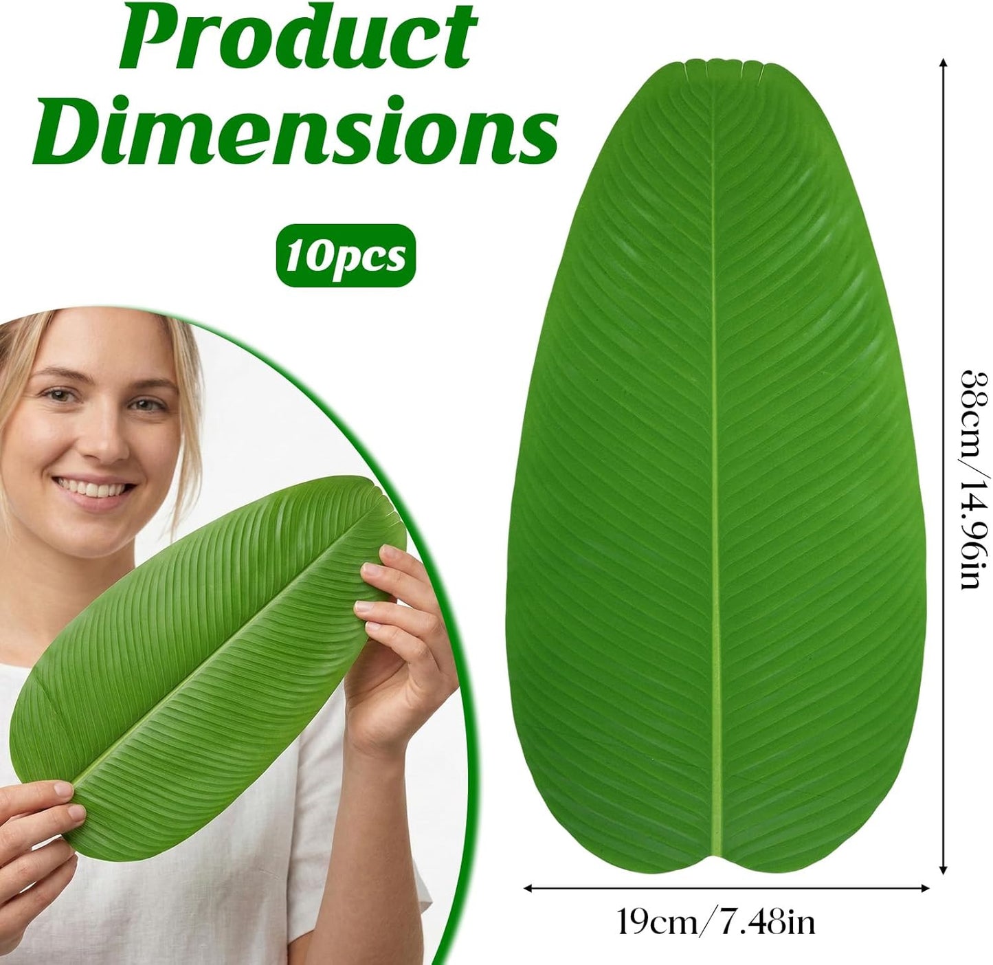 10 Pzas Hojas Plátano Manteles Individuales 14.96x7.48pulg
