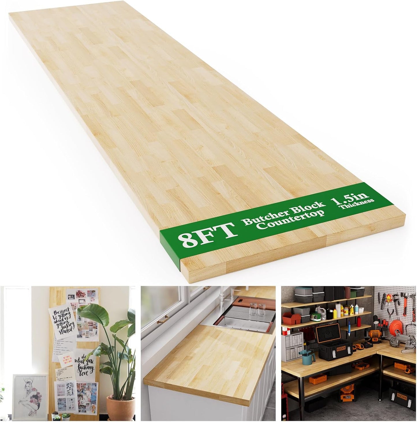 Encimera de madera maciza de abedul 98 x 25 pulgadas para sala de estar mesa comedor escritorio