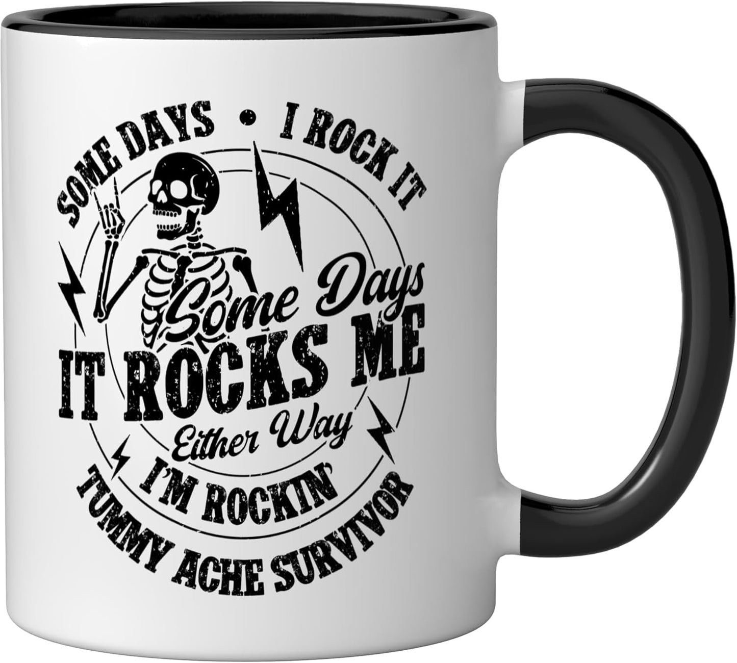 Taza Cerámica Tummy Ache Survivor Negro/Blanco