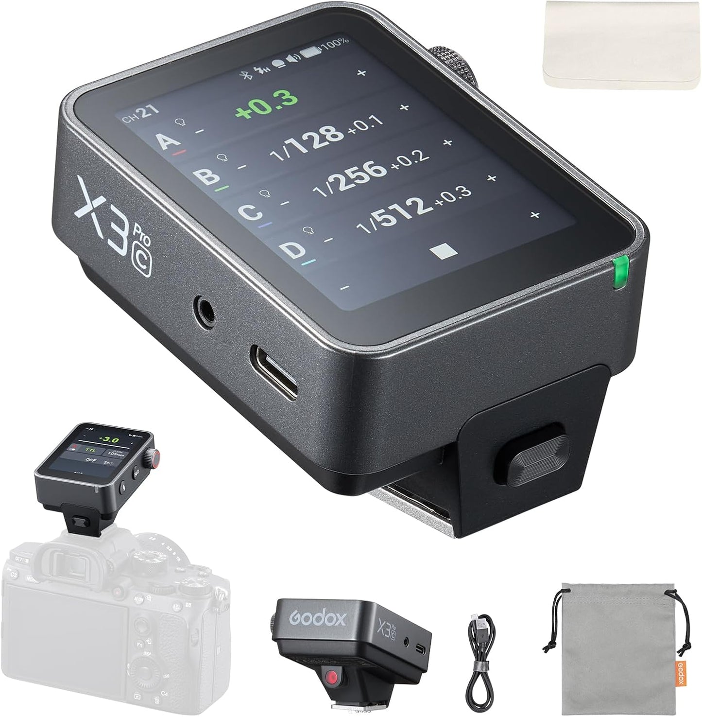 Disparador flash X3 Pro C para Canon pantalla táctil 2.4pulg